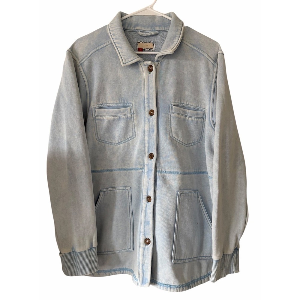 Pilcro‎ Anthropologie Fleece Shirt Jacket Washed Blue Women's Size Large